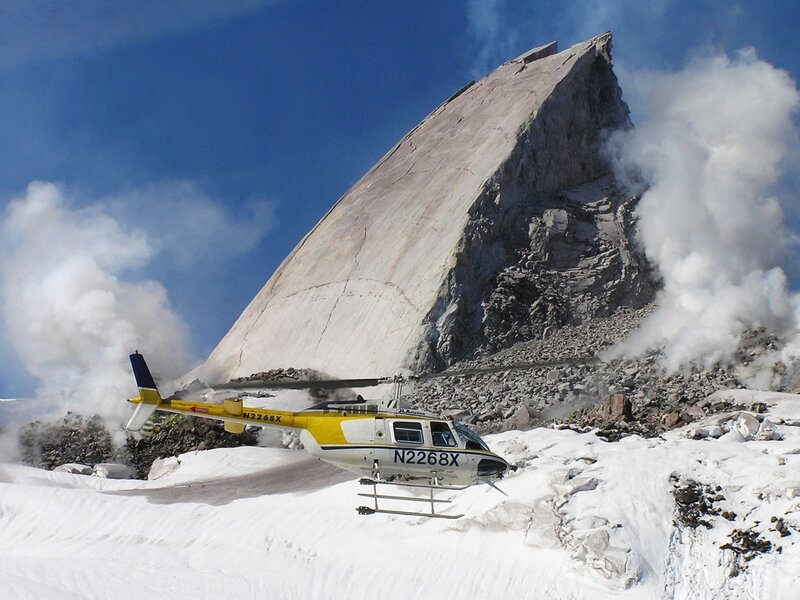 Helicopter on Snowy Mountain — White