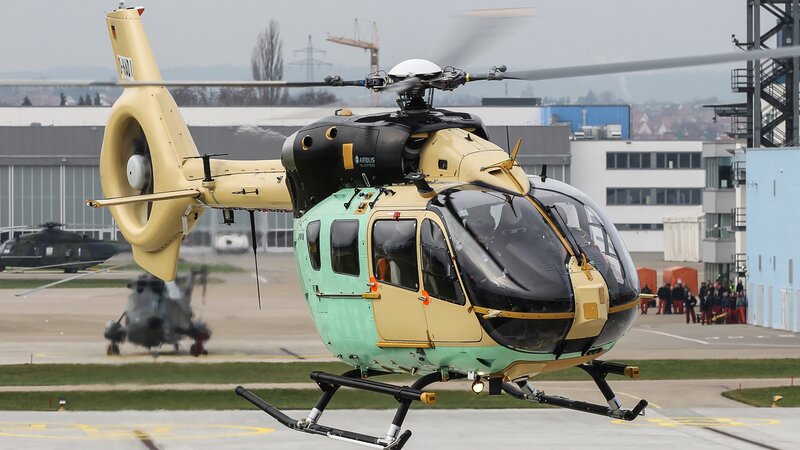 Helicopter on Tarmac — Beige