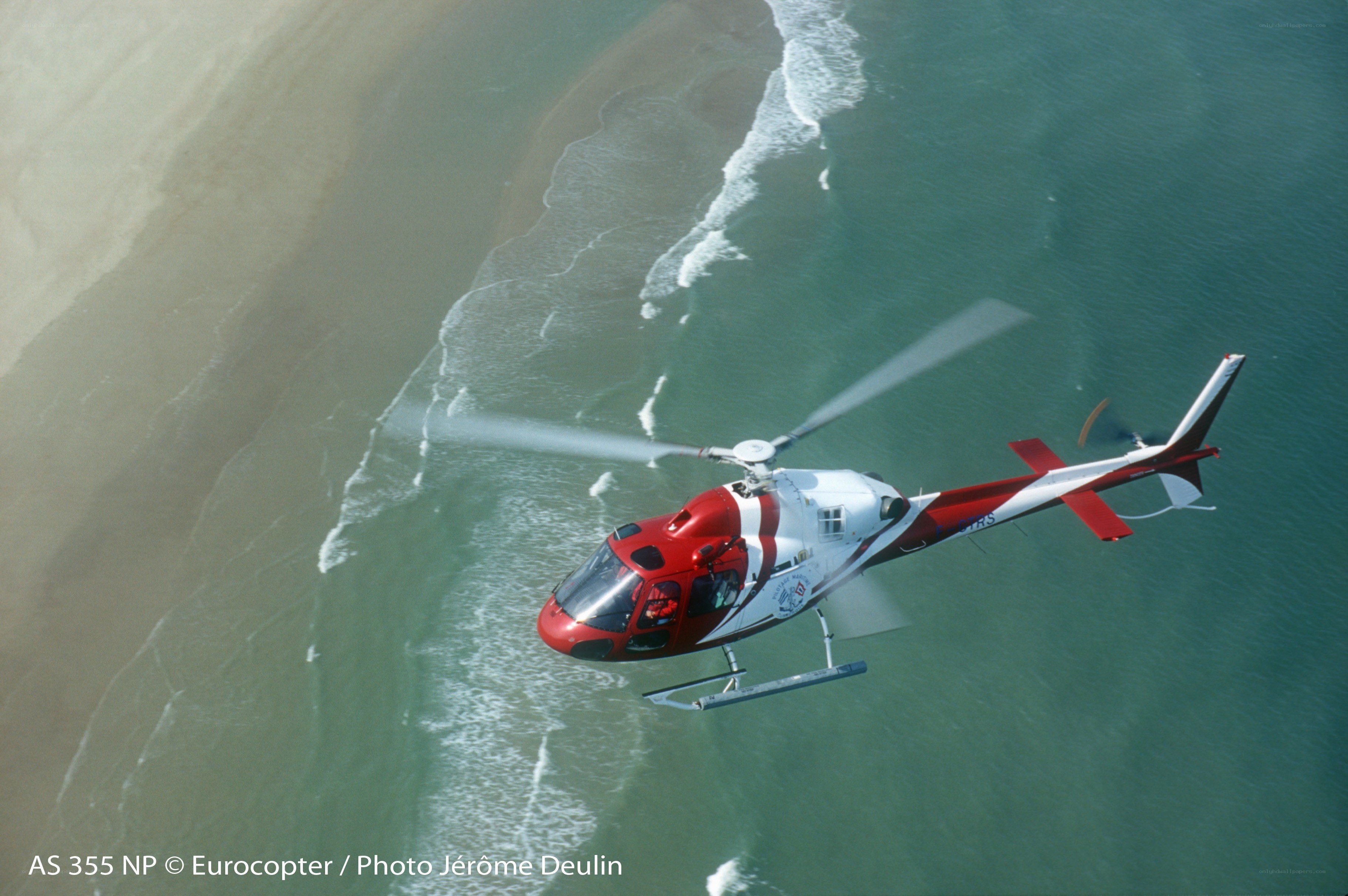 Helicopter over beach