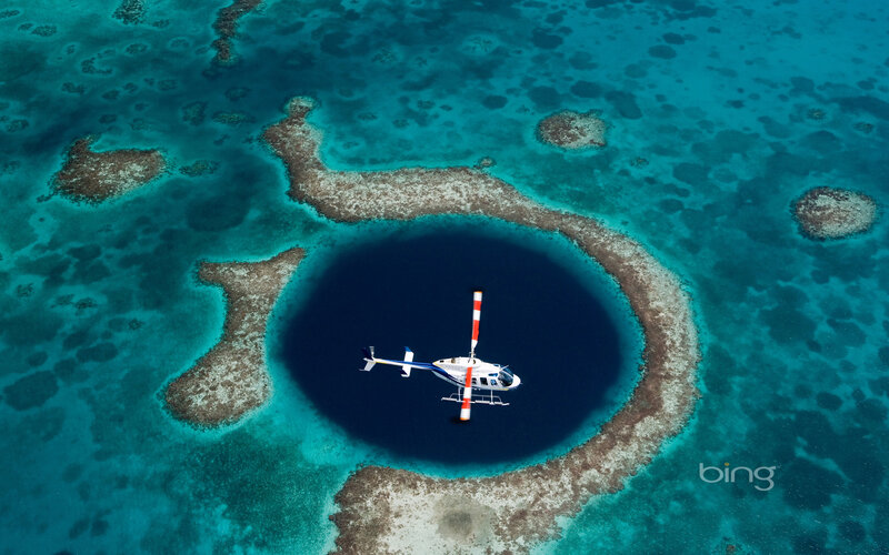 Helicopter over Blue Hole — Serene