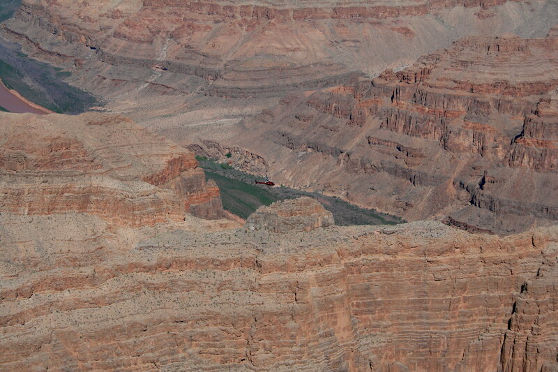 Helicopter over canyon