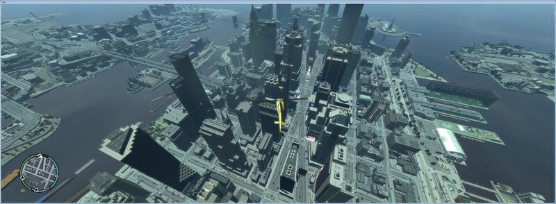 helicopter over city skyline