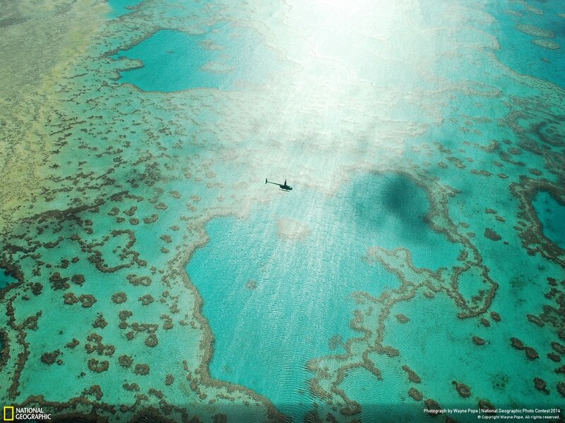 Helicopter over Coral Reef