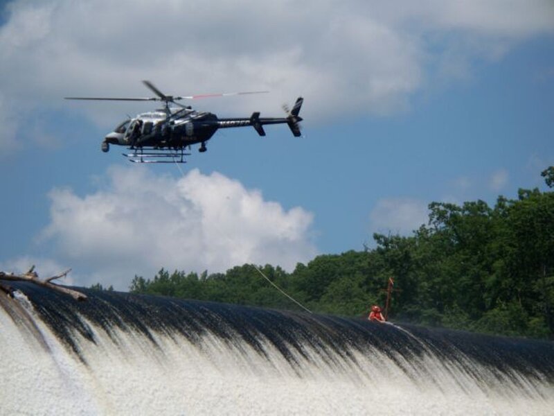 Helicopter over Dam