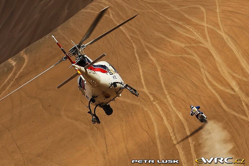 Helicopter over desert racer