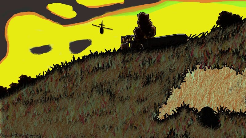 Helicopter over Field