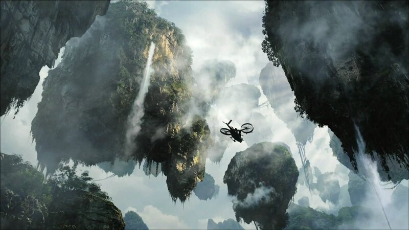 helicopter over floating islands