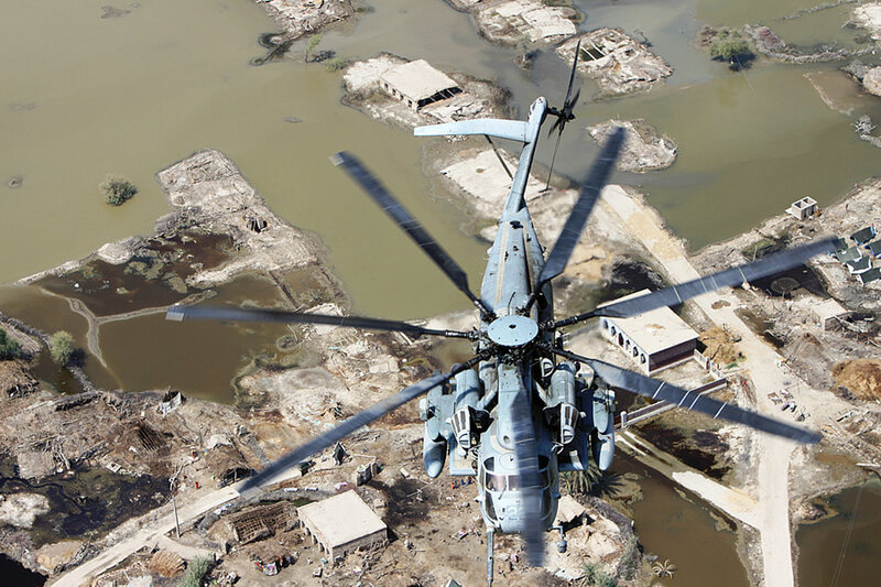 Helicopter over Flooded Area