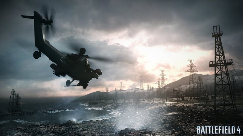 Helicopter over Industrial Site — Gray, Dramatic