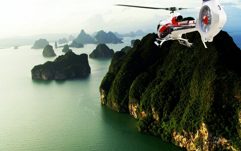 Helicopter over Islands — Green