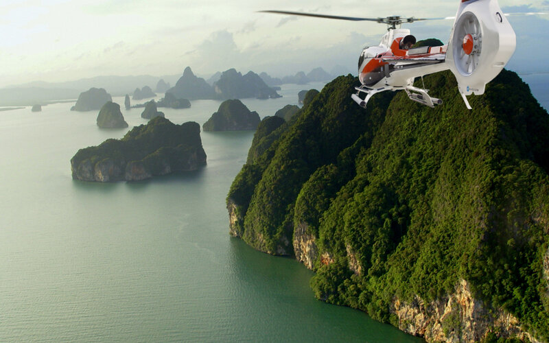 Helicopter over Islands
