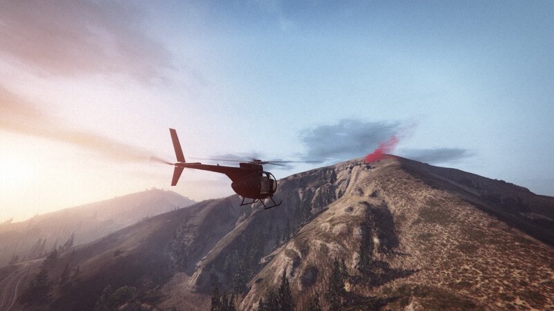 Helicopter over Mountain
