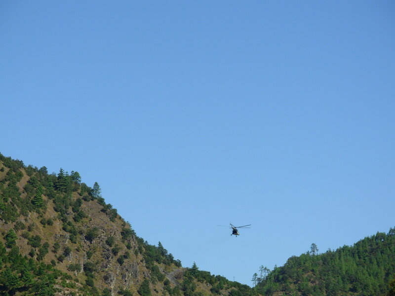 Helicopter over Mountains