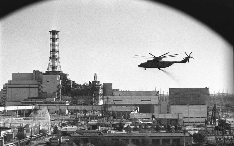 Helicopter over Nuclear Plant