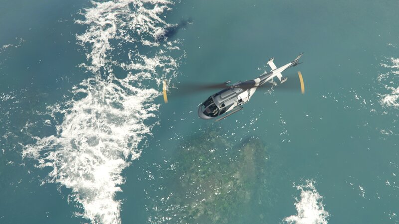 Helicopter over Ocean — Blue