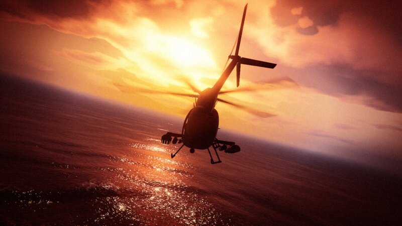 Helicopter over Ocean — Orange
