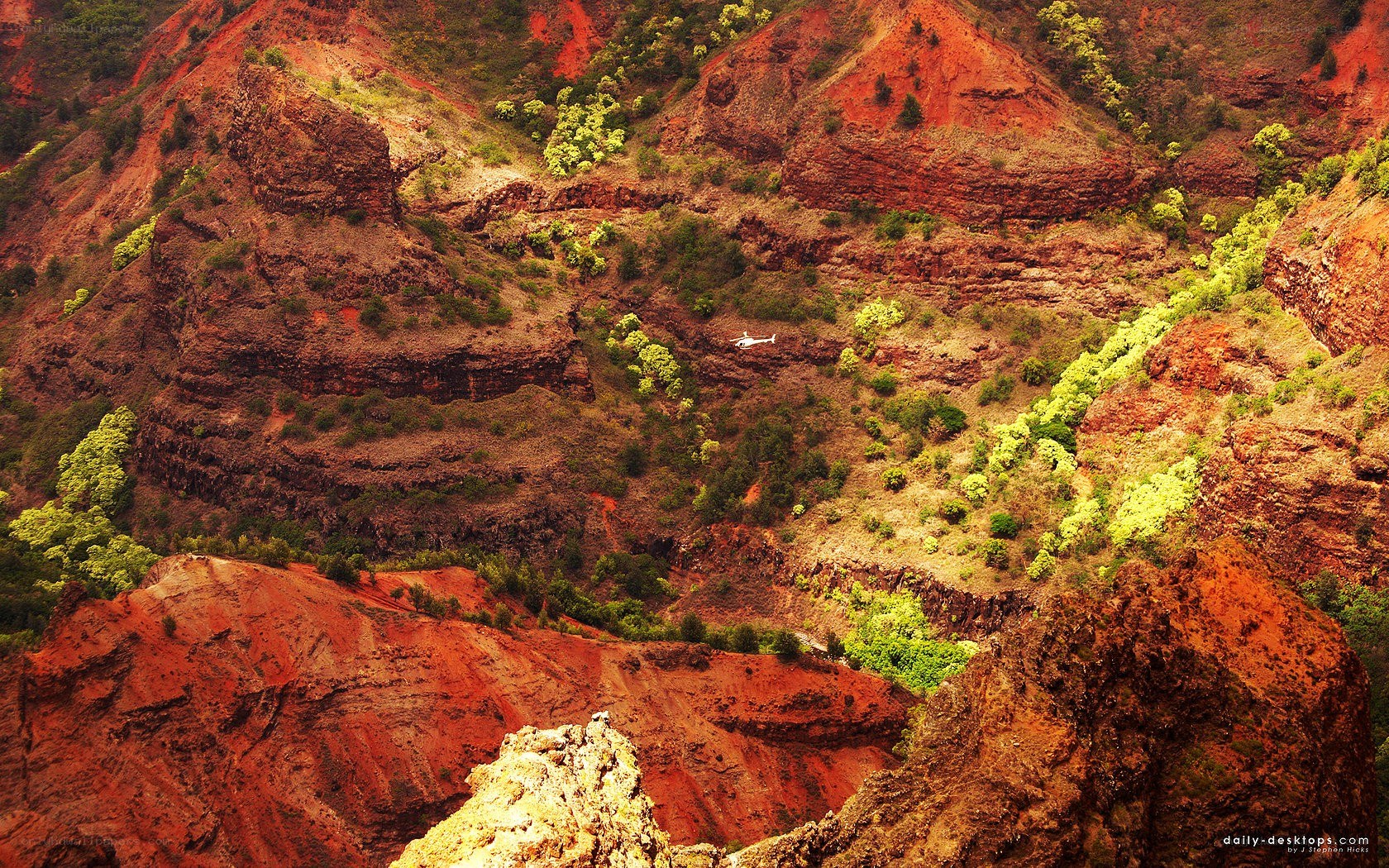 helicopter over red canyon