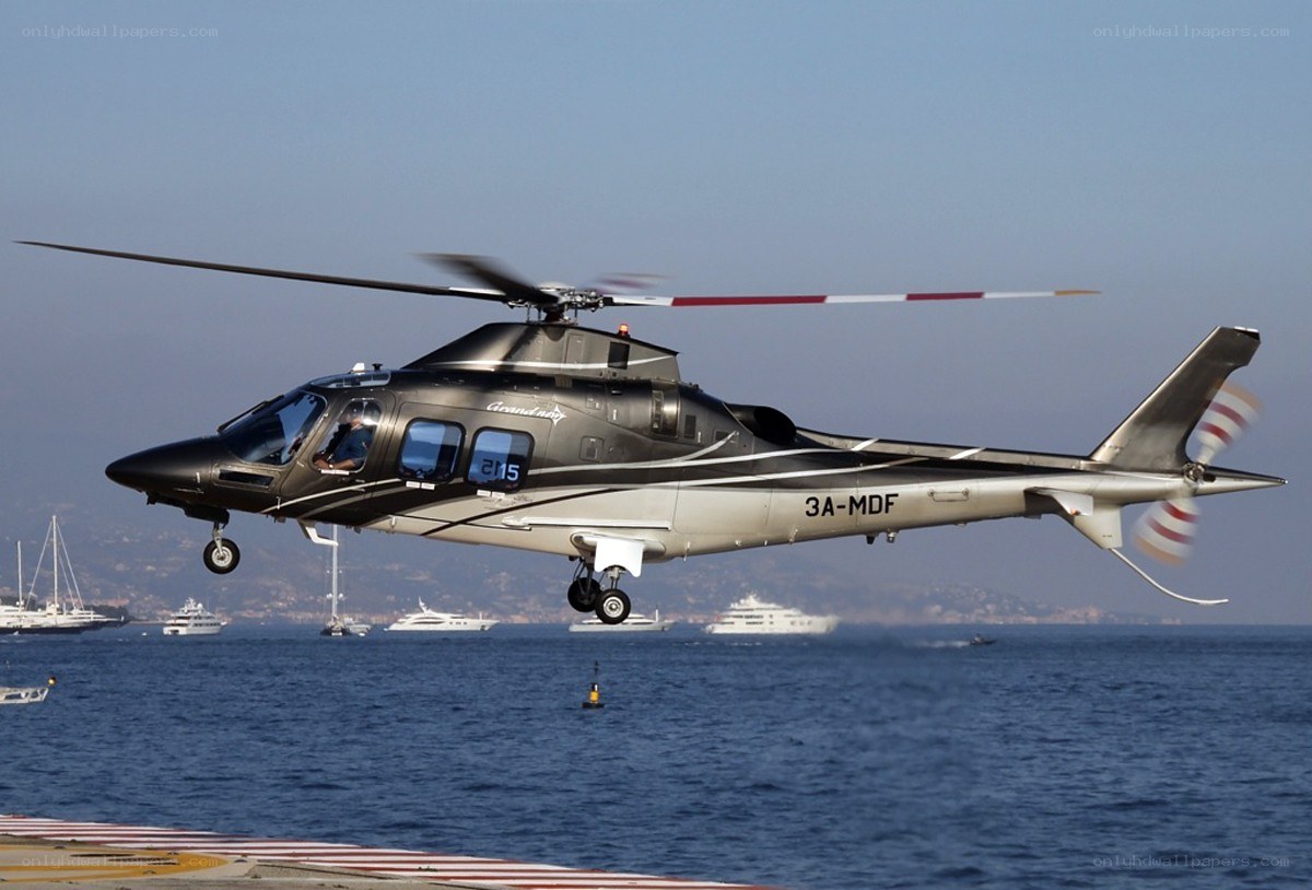 Helicopter over the sea