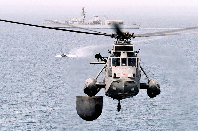 Helicopter over the sea