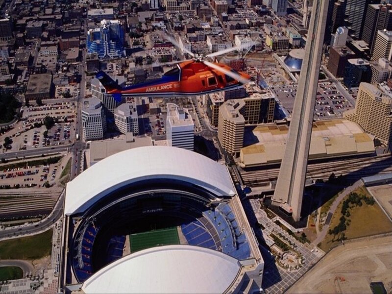 Helicopter over Toronto stadium