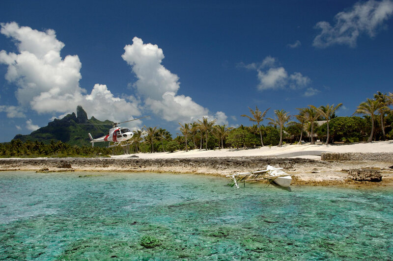 Helicopter over Tropical Island