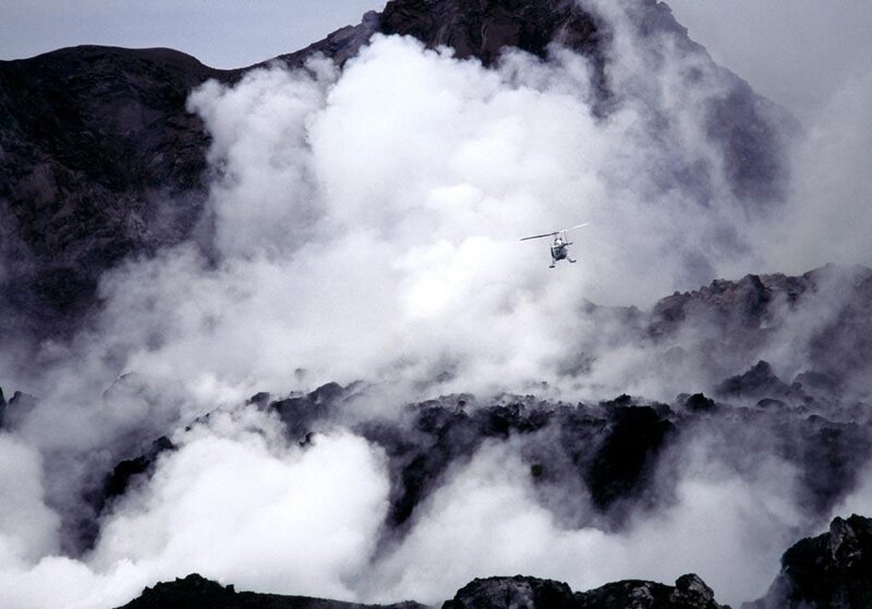 Helicopter over Volcano