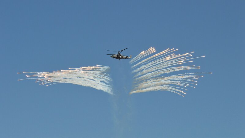 Helicopter Releasing Flares