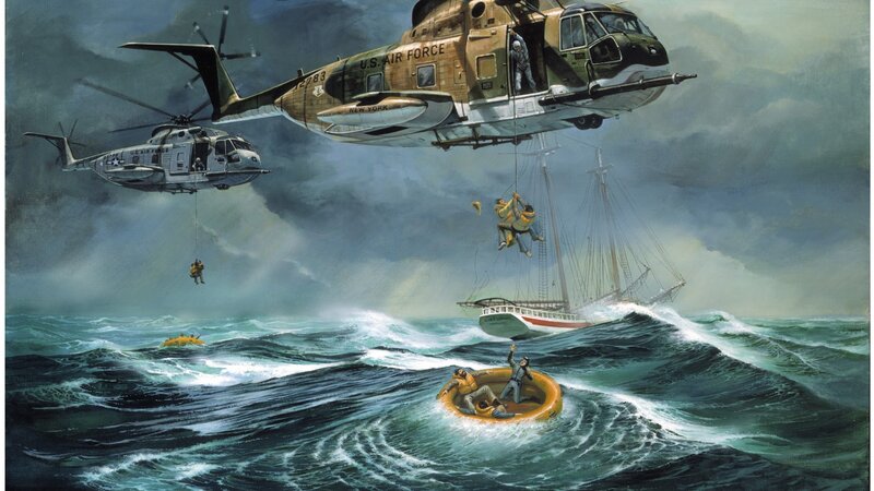 Helicopter Rescue at Sea — Blue