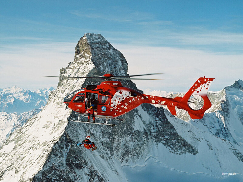 Helicopter rescue on mountain
