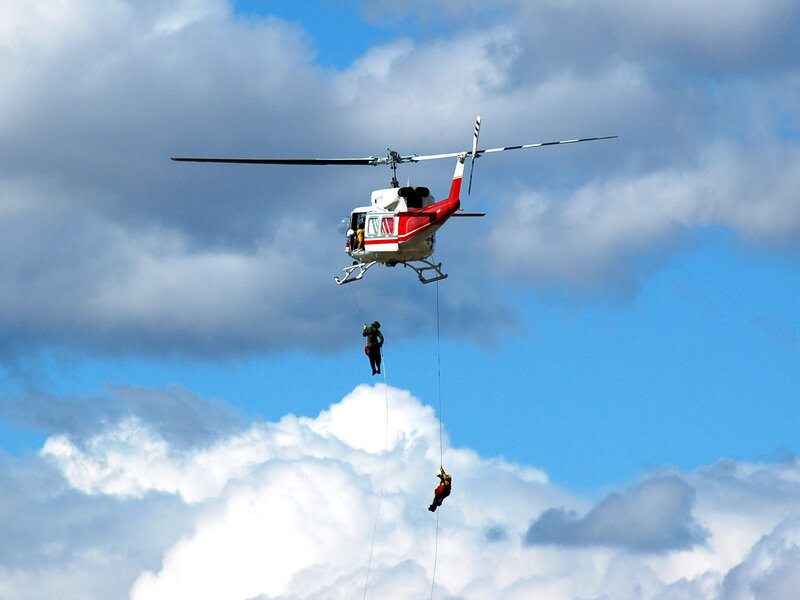 Helicopter Rescue Operation — Blue, Dramatic, Afternoon
