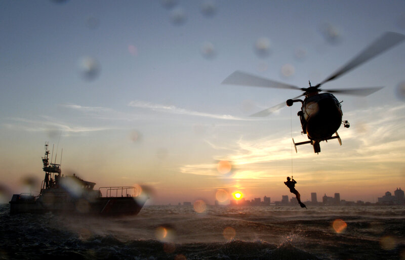 Helicopter Rescue Operation — Blue, Dramatic