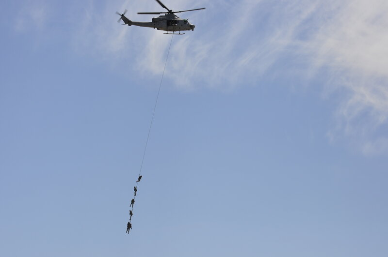 Helicopter rope descent training