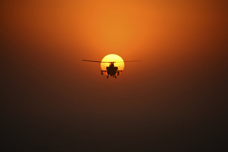 Helicopter Silhouette — Orange