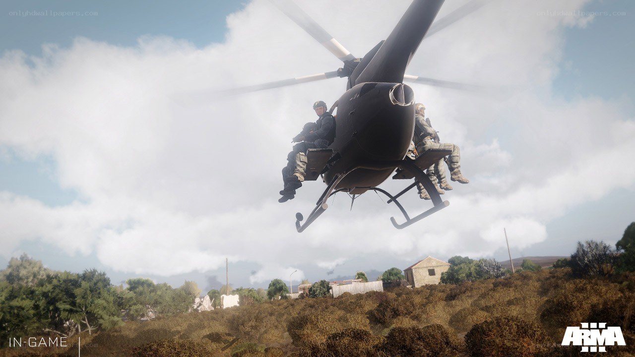 Helicopter troop transport in-game