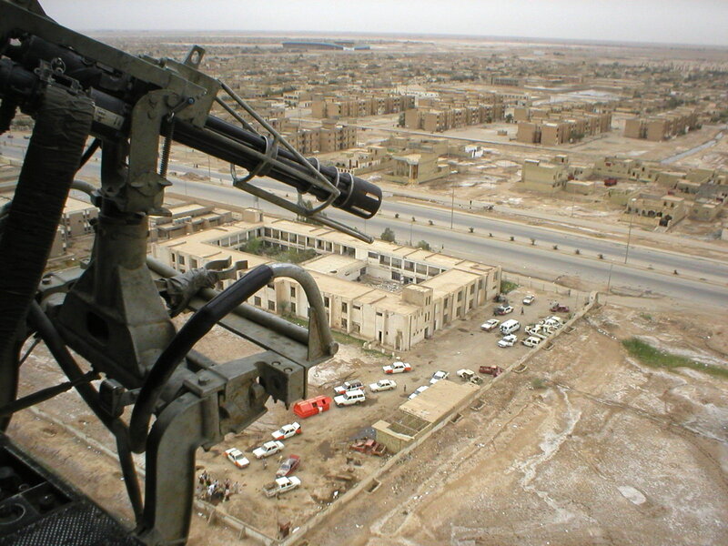Helicopter view of urban area