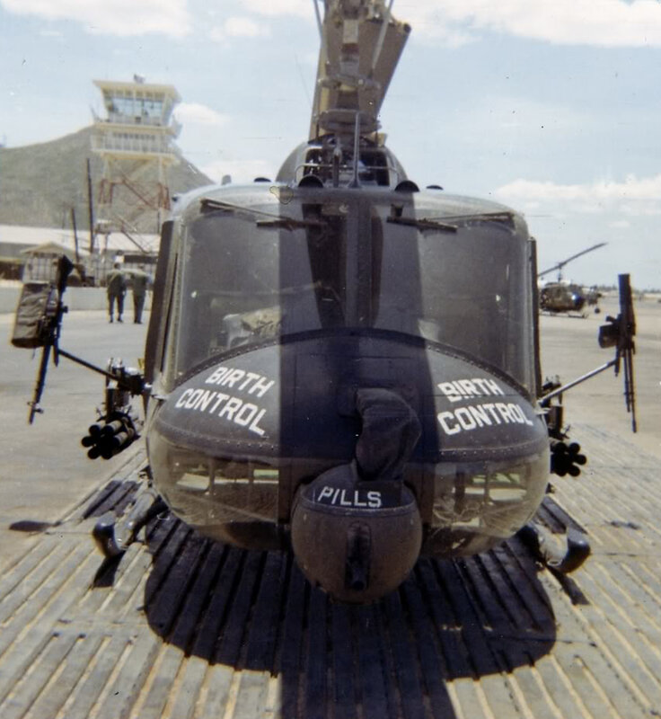 Helicopter with 'Birth Control' text