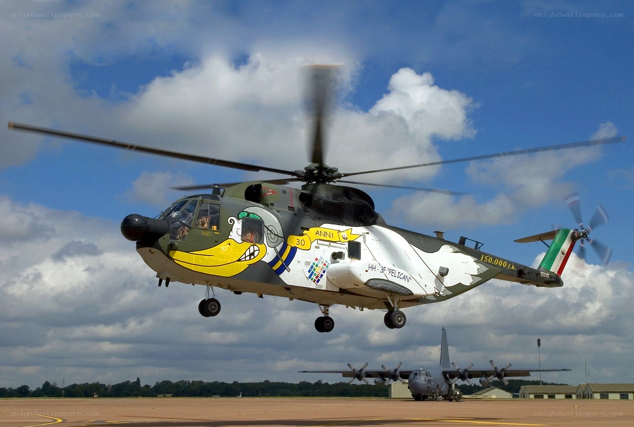 Helicopter with cartoon livery