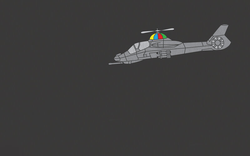 helicopter with colorful dome