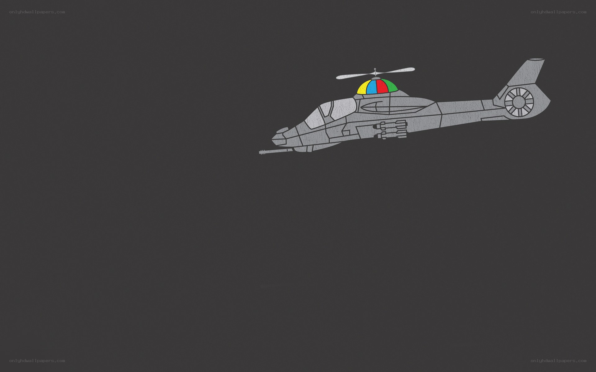 helicopter with colorful dome