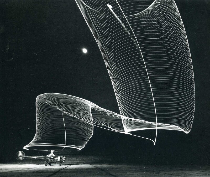 Helicopter with Light Trails