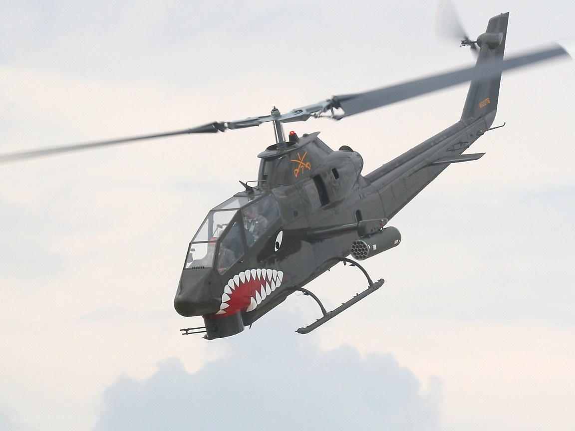 Helicopter with shark mouth design