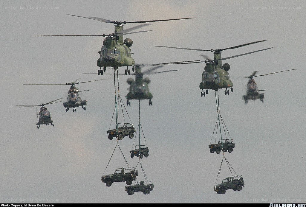 Helicopters carrying vehicles