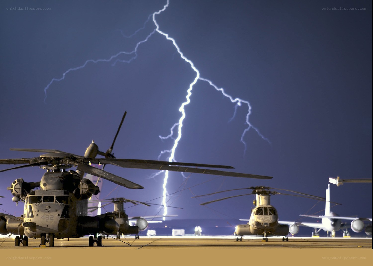 Helicopters during a lightning storm