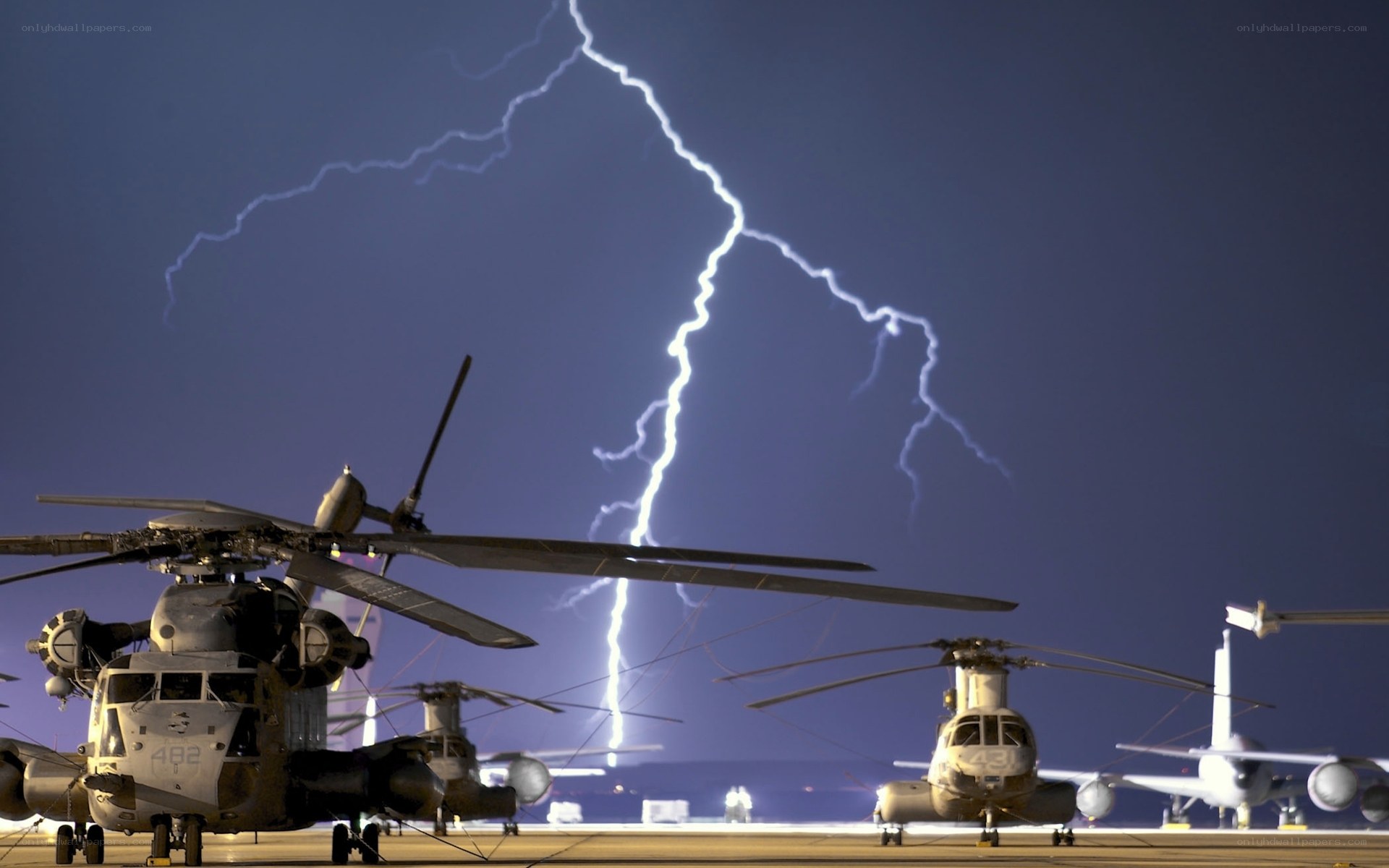 Helicopters during a lightning storm