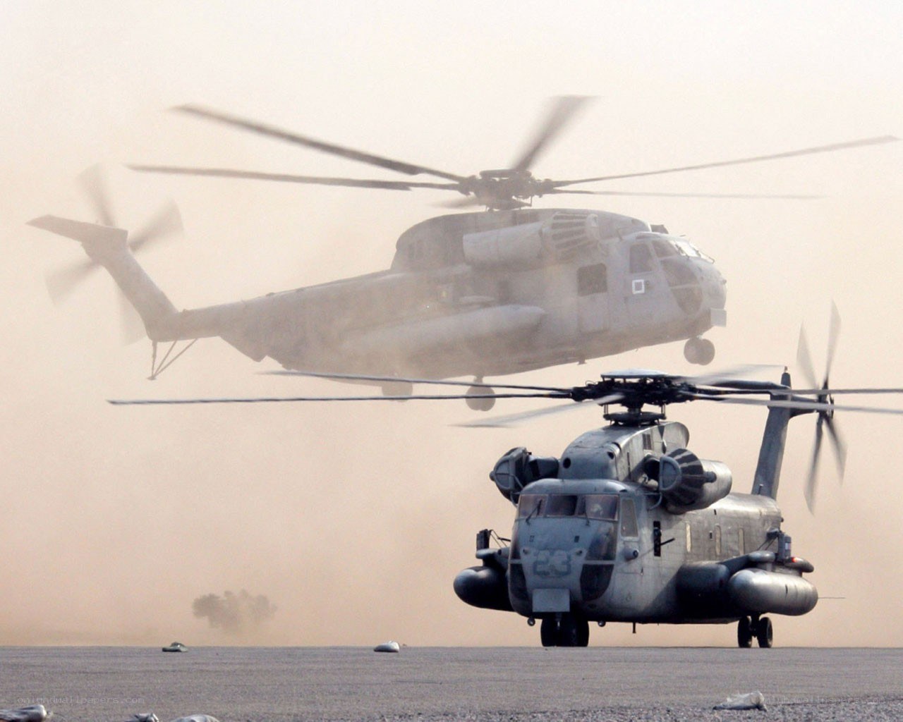 Helicopters in a dusty environment