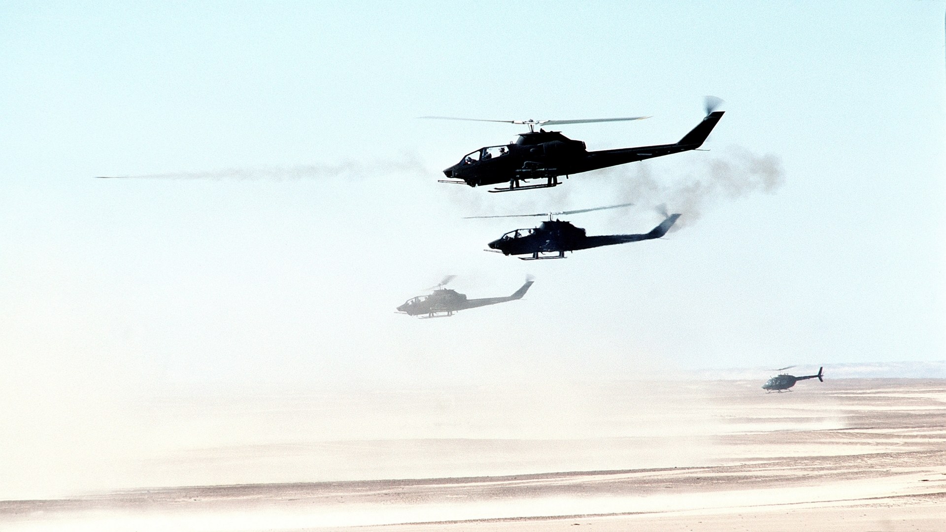 Helicopters in desert formation