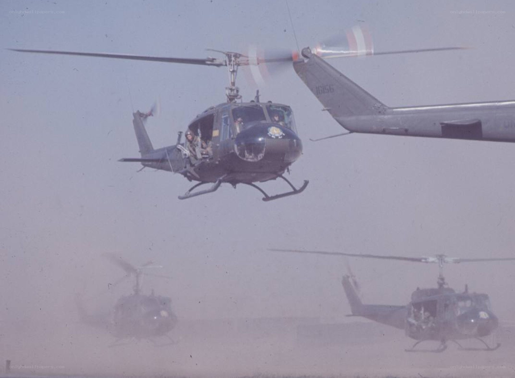 Helicopters in flight