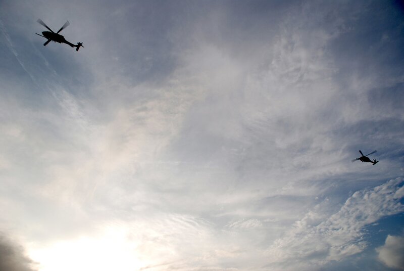Helicopters in the sky