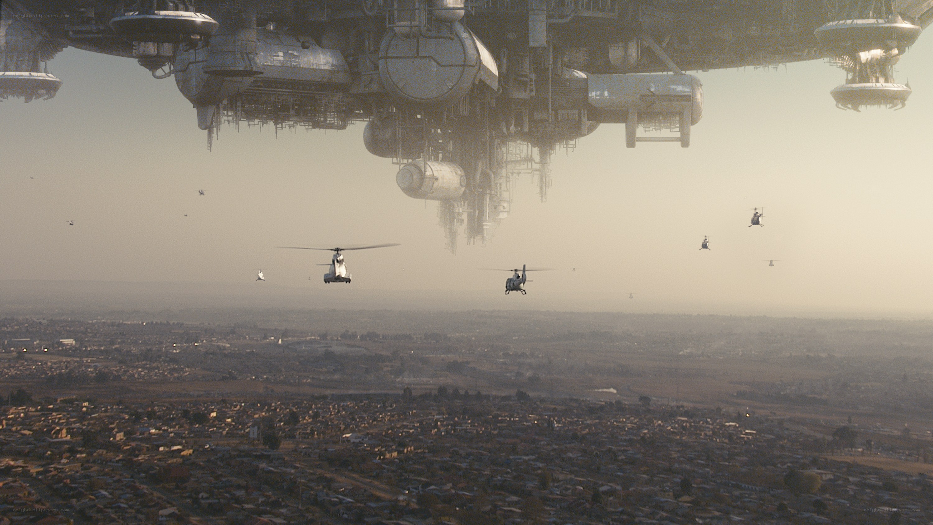 Helicopters near massive structure