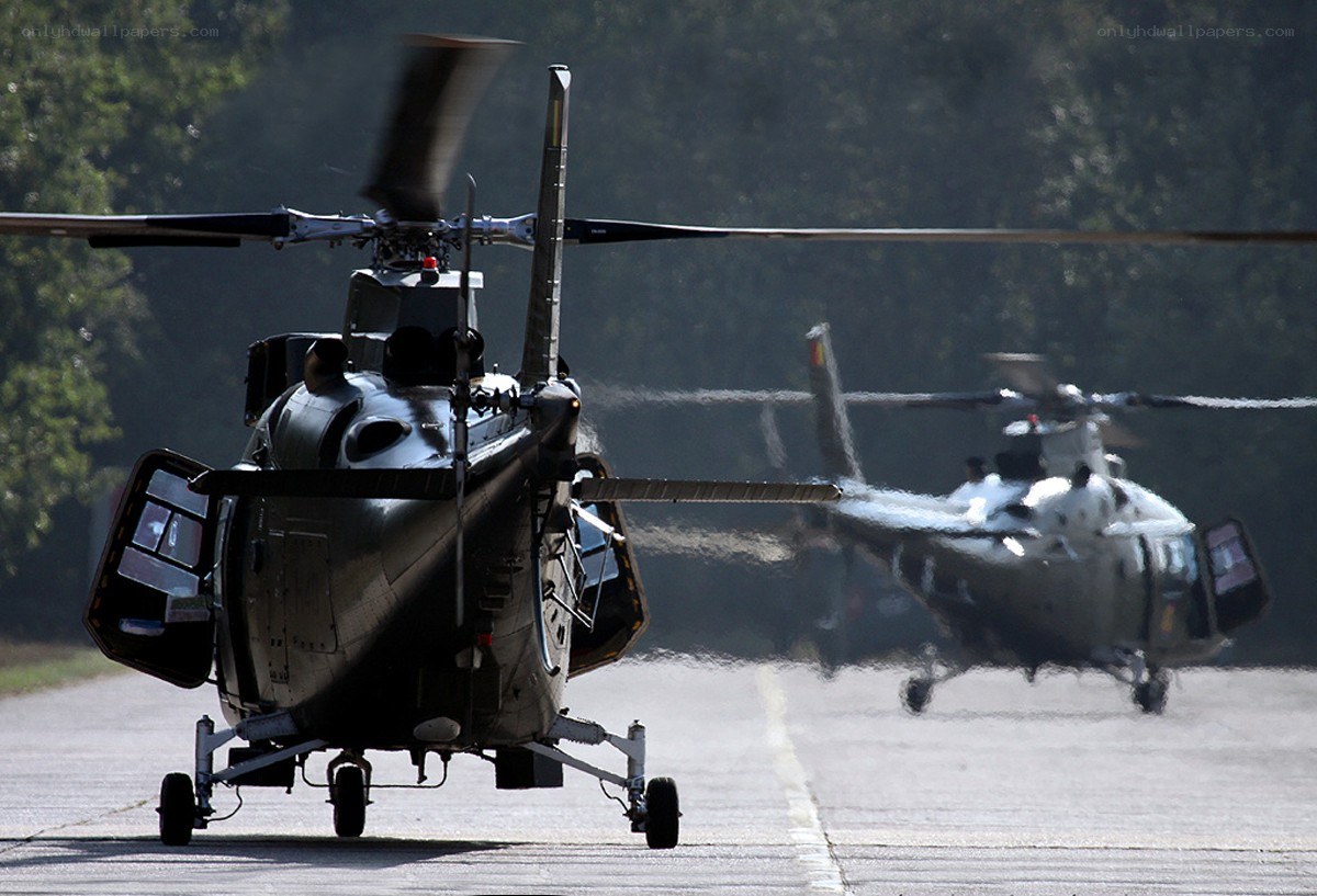 Helicopters on a tarmac